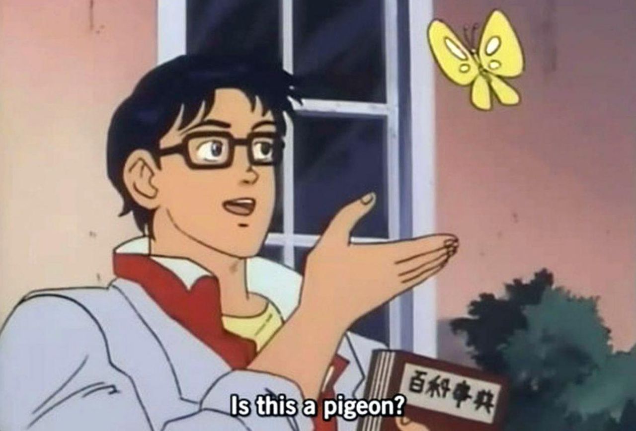 Is This A Pigeon (subtitled) Blank Meme Template