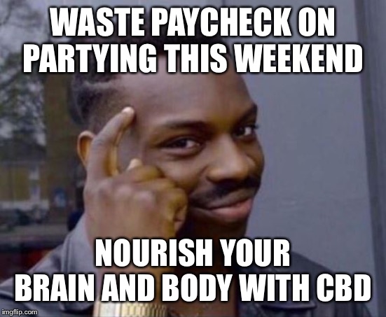 Smart Guy | WASTE PAYCHECK ON PARTYING THIS WEEKEND; NOURISH YOUR BRAIN AND BODY WITH CBD | image tagged in smart guy | made w/ Imgflip meme maker