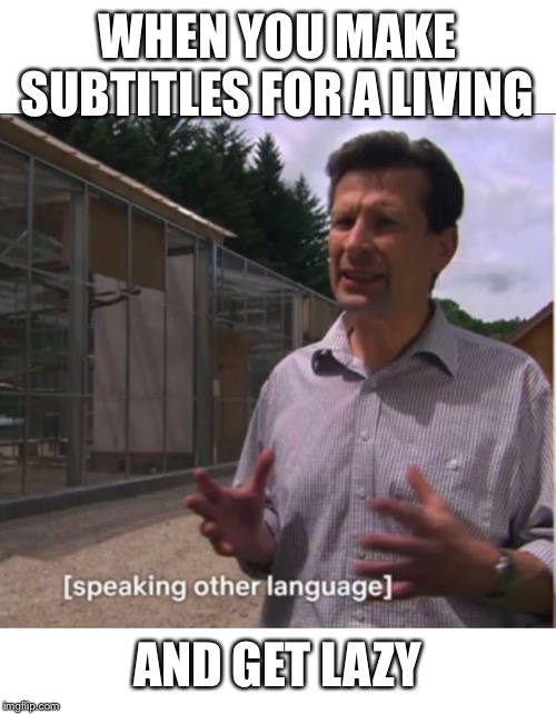 WHEN YOU MAKE SUBTITLES FOR A LIVING; AND GET LAZY | image tagged in lazy | made w/ Imgflip meme maker