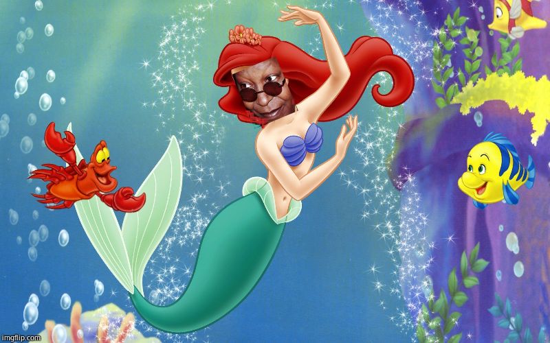 The Little Mermaid and a crab | image tagged in the little mermaid and a crab | made w/ Imgflip meme maker