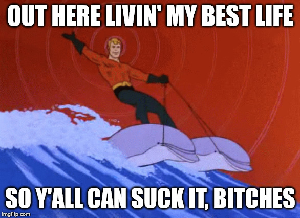 OUT HERE LIVIN' MY BEST LIFE; SO Y'ALL CAN SUCK IT, BITCHES | made w/ Imgflip meme maker