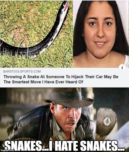 Reptile Weapons | SNAKES...I HATE SNAKES... | image tagged in indiana jones snakes | made w/ Imgflip meme maker