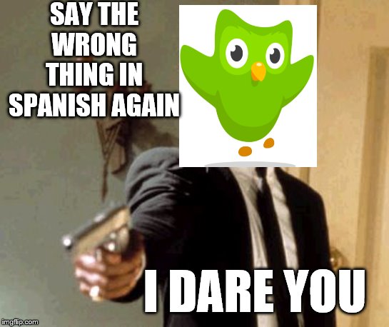 Say That Again I Dare You Meme | SAY THE WRONG THING IN SPANISH AGAIN; I DARE YOU | image tagged in memes,say that again i dare you | made w/ Imgflip meme maker