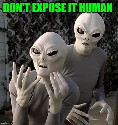 Aliens | DON'T EXPOSE IT HUMAN | image tagged in aliens | made w/ Imgflip meme maker