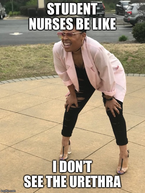 Squatting Lady | STUDENT NURSES BE LIKE; I DON’T SEE THE URETHRA | image tagged in squatting lady | made w/ Imgflip meme maker