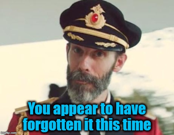 Captain Obvious | You appear to have forgotten it this time | image tagged in captain obvious | made w/ Imgflip meme maker