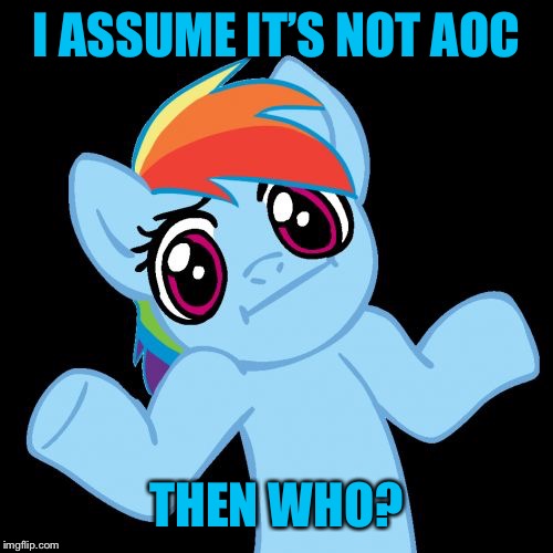 Pony Shrugs Meme | I ASSUME IT’S NOT AOC THEN WHO? | image tagged in memes,pony shrugs | made w/ Imgflip meme maker