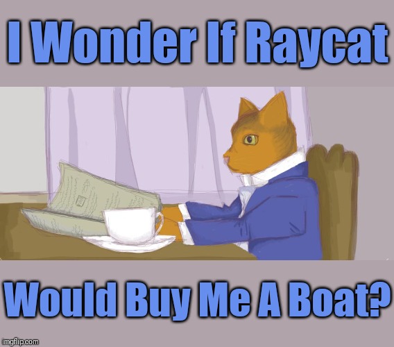 Meow-by If I Asked Nicely... ≧^◡^≦ | I Wonder If Raycat; Would Buy Me A Boat? | image tagged in i should buy a boat cat,memes,raycat,i need a boat,cats | made w/ Imgflip meme maker
