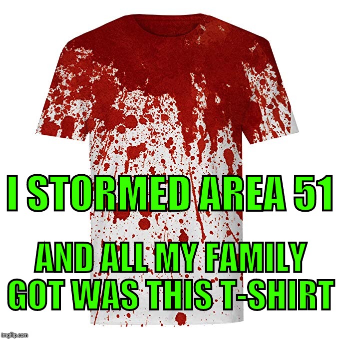 Area 51 or bust! | I STORMED AREA 51; AND ALL MY FAMILY GOT WAS THIS T-SHIRT | image tagged in area 51,aliens,idiots,test your stupidity,hold my beer | made w/ Imgflip meme maker