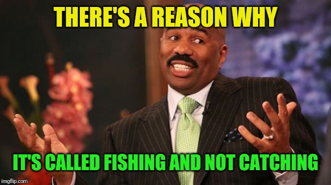 Steve Harvey Meme | THERE'S A REASON WHY IT'S CALLED FISHING AND NOT CATCHING | image tagged in memes,steve harvey | made w/ Imgflip meme maker