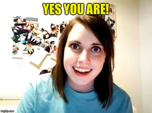 Overly Attached Girlfriend Meme | YES YOU ARE! | image tagged in memes,overly attached girlfriend | made w/ Imgflip meme maker