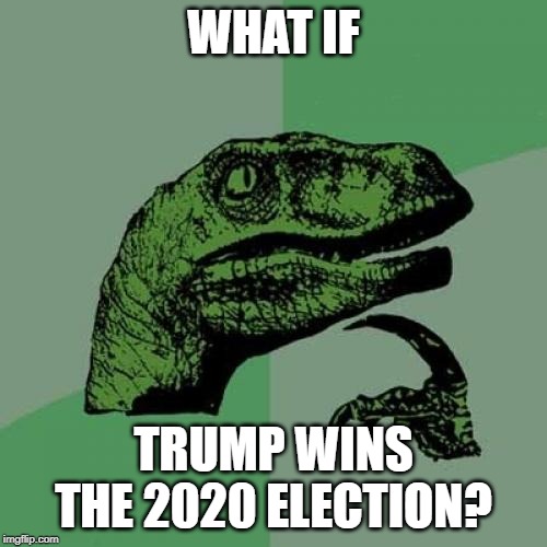 It's a theory | WHAT IF; TRUMP WINS THE 2020 ELECTION? | image tagged in memes,philosoraptor,trump 2020,2020,future,political meme | made w/ Imgflip meme maker