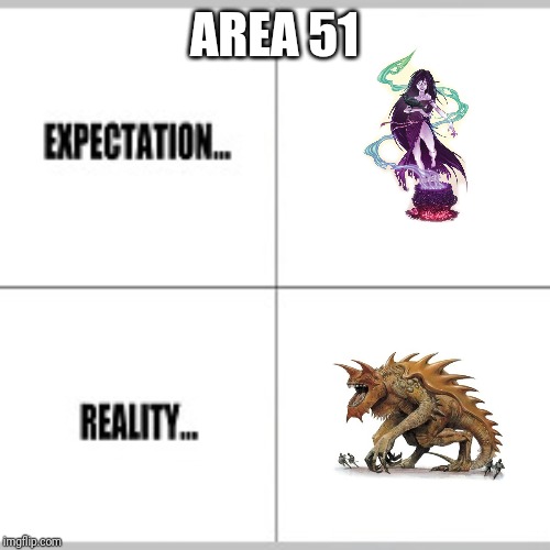 Area 51 Crit Fail | AREA 51 | image tagged in expectation vs reality,fail,dnd | made w/ Imgflip meme maker