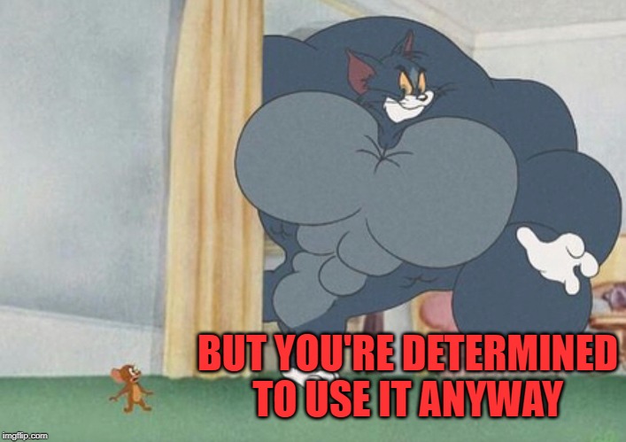 tom and jerry | BUT YOU'RE DETERMINED TO USE IT ANYWAY | image tagged in tom and jerry | made w/ Imgflip meme maker