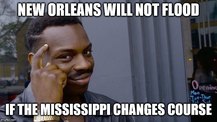 Roll Safe Think About It Meme | NEW ORLEANS WILL NOT FLOOD; IF THE MISSISSIPPI CHANGES COURSE | image tagged in memes,roll safe think about it | made w/ Imgflip meme maker