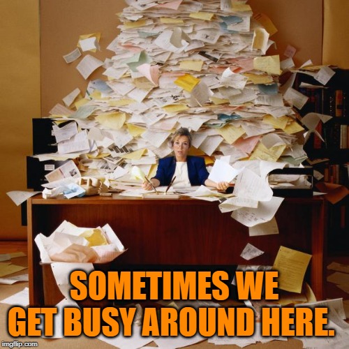 Busy | SOMETIMES WE GET BUSY AROUND HERE. | image tagged in busy | made w/ Imgflip meme maker