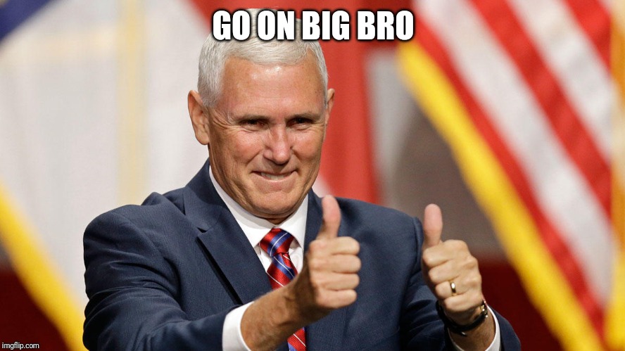 MIKE PENCE FOR PRESIDENT | GO ON BIG BRO | image tagged in mike pence for president | made w/ Imgflip meme maker