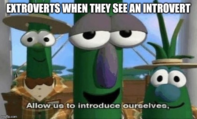 Allow Us to Introduce Ourselves | EXTROVERTS WHEN THEY SEE AN INTROVERT | image tagged in allow us to introduce ourselves | made w/ Imgflip meme maker