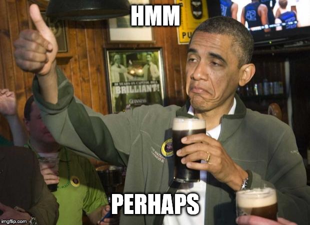 Obama beer | HMM PERHAPS | image tagged in obama beer | made w/ Imgflip meme maker
