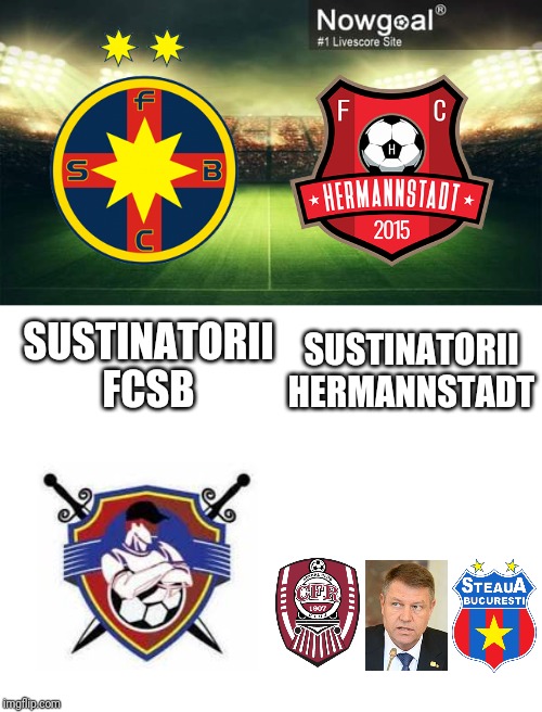 FCSB - Hermannstadt, Astazi de la 21:00 in direct pe Look Plus! Aici este fotbalul! | SUSTINATORII FCSB; SUSTINATORII HERMANNSTADT | image tagged in memes,football,soccer,romania,fcsb,steaua | made w/ Imgflip meme maker