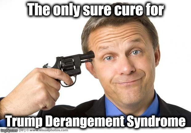 Gun to head | The only sure cure for Trump Derangement Syndrome | image tagged in gun to head | made w/ Imgflip meme maker