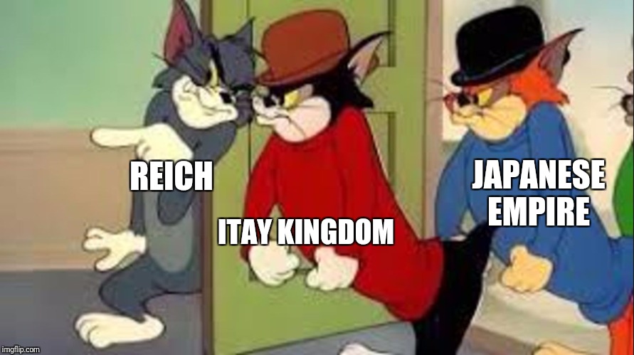 Reich and team | JAPANESE EMPIRE; REICH; ITAY KINGDOM | image tagged in tom and jerry goons | made w/ Imgflip meme maker