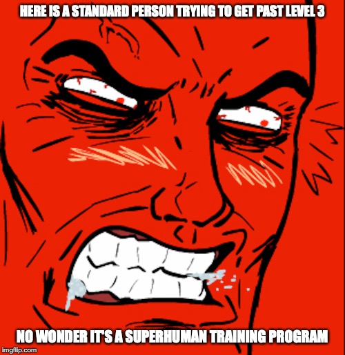 Level 3 Battletoads Rageface | HERE IS A STANDARD PERSON TRYING TO GET PAST LEVEL 3; NO WONDER IT'S A SUPERHUMAN TRAINING PROGRAM | image tagged in rage,battletoads,memes,gaming | made w/ Imgflip meme maker
