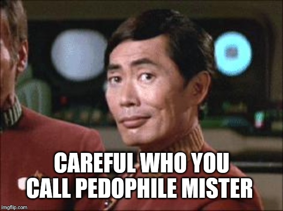 Sulu Oh My | CAREFUL WHO YOU CALL PEDOPHILE MISTER | image tagged in sulu oh my | made w/ Imgflip meme maker
