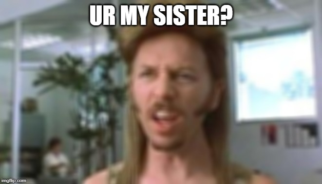 Joe Dirt | UR MY SISTER? | image tagged in joe dirt | made w/ Imgflip meme maker