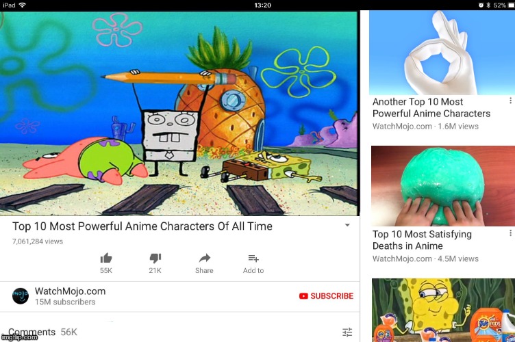 POWERFUL ANIME CHARACTERS | image tagged in anime,watchmojo,doodlebob,tide pods | made w/ Imgflip meme maker