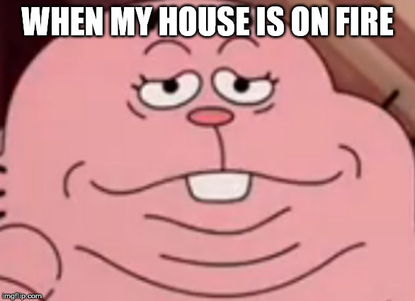 WHEN MY HOUSE IS ON FIRE | image tagged in the amazing world of gumball | made w/ Imgflip meme maker