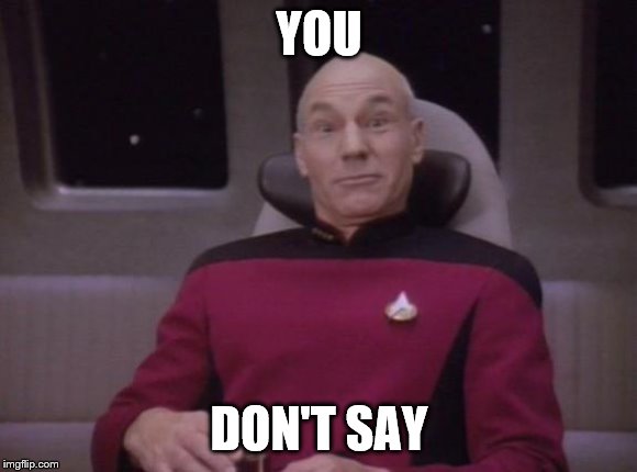 picard surprised | YOU DON'T SAY | image tagged in picard surprised | made w/ Imgflip meme maker