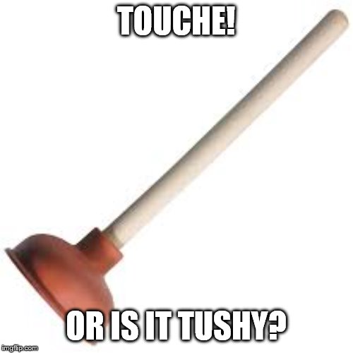 Plunger | TOUCHE! OR IS IT TUSHY? | image tagged in plunger | made w/ Imgflip meme maker