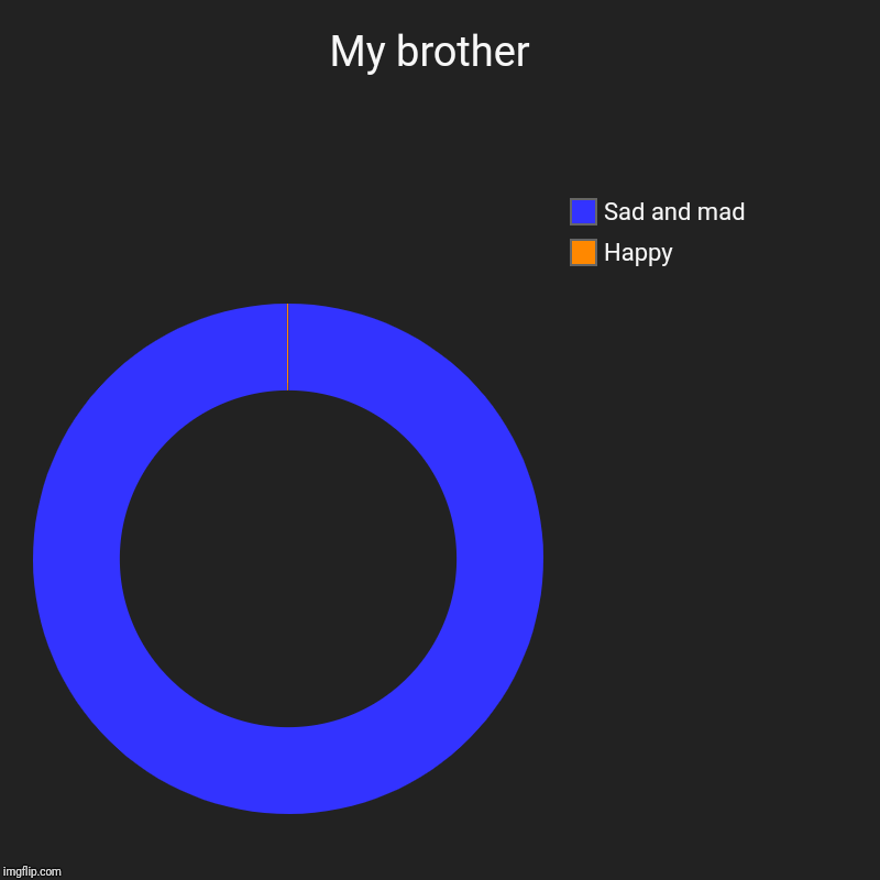 My brother  | Happy, Sad and mad | image tagged in charts,donut charts | made w/ Imgflip chart maker