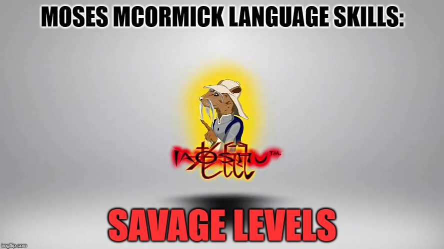 Addicted to leveling up! | MOSES MCORMICK LANGUAGE SKILLS:; SAVAGE LEVELS | image tagged in language,addiction,good,amazing,inspire the people | made w/ Imgflip meme maker