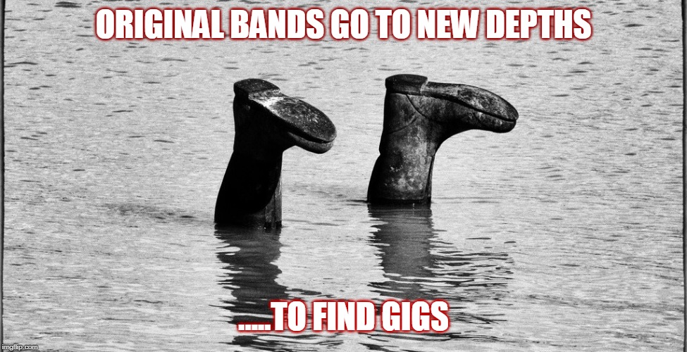 Gig hunting gets desperate.... | ORIGINAL BANDS GO TO NEW DEPTHS; .....TO FIND GIGS | image tagged in music,ideas,bands,alternative | made w/ Imgflip meme maker