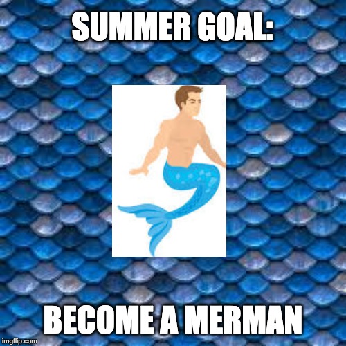 SUMMER GOAL:; BECOME A MERMAN | image tagged in summer,merman | made w/ Imgflip meme maker