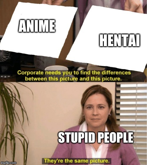 They're The Same Picture | HENTAI; ANIME; STUPID PEOPLE | image tagged in office same picture | made w/ Imgflip meme maker