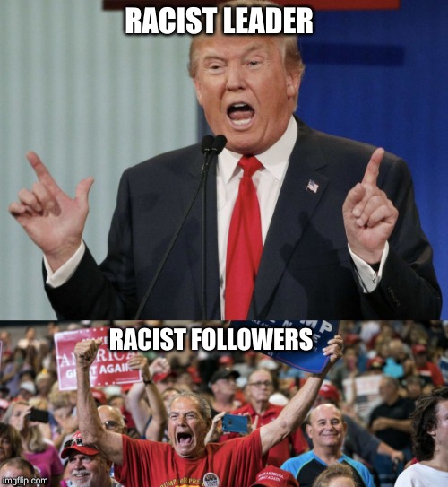 Trump Rally | RACIST LEADER; RACIST FOLLOWERS | image tagged in trump rally | made w/ Imgflip meme maker