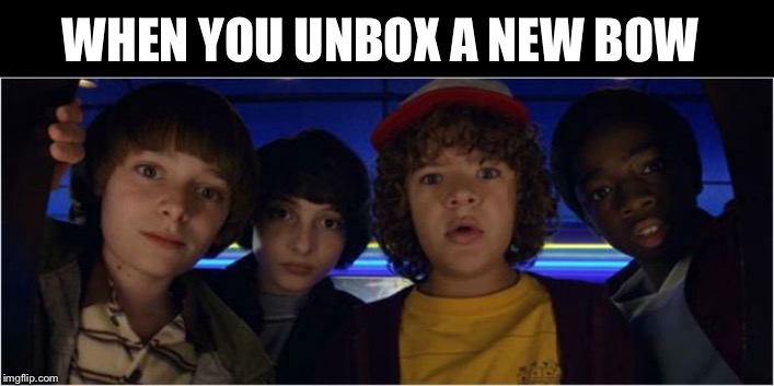 Strange new bow | WHEN YOU UNBOX A NEW BOW | image tagged in stranger things,archery,unboxing,new bow | made w/ Imgflip meme maker