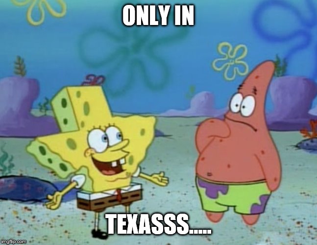 spongebob texas | ONLY IN TEXASSS….. | image tagged in spongebob texas | made w/ Imgflip meme maker