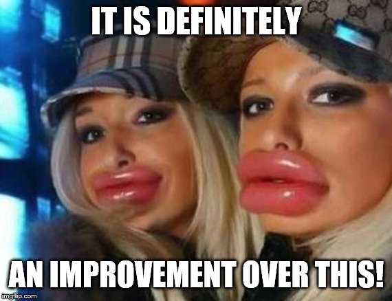 Duck Face Chicks Meme | IT IS DEFINITELY AN IMPROVEMENT OVER THIS! | image tagged in memes,duck face chicks | made w/ Imgflip meme maker