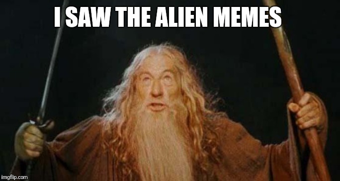 gandalf | I SAW THE ALIEN MEMES | image tagged in gandalf | made w/ Imgflip meme maker