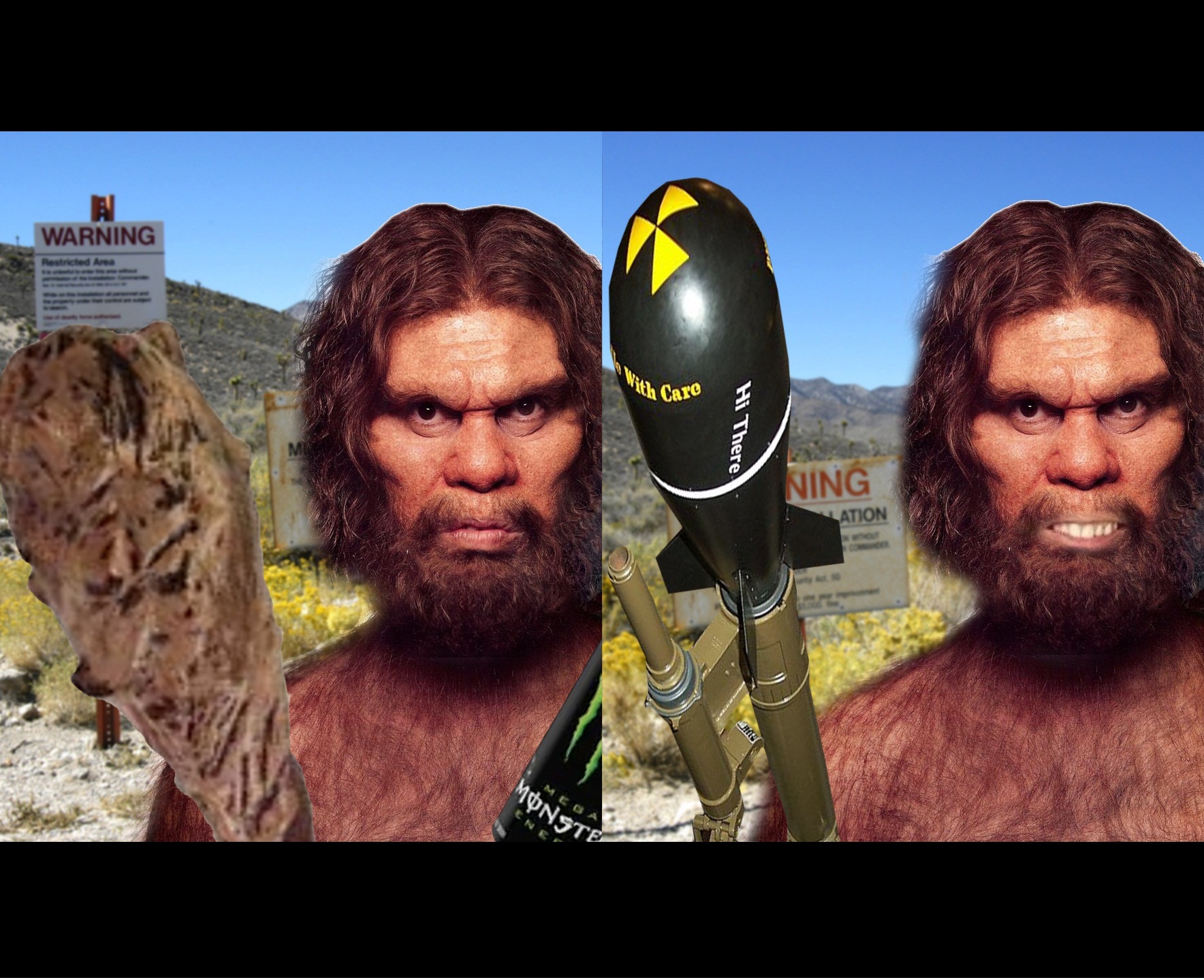 Caveman Before and After Storm Area 51 Blank Meme Template