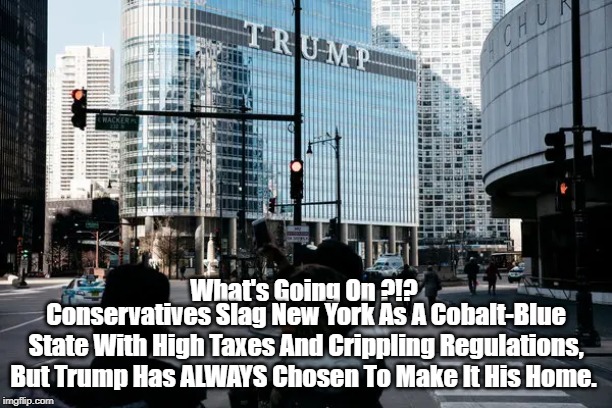 What's Going On ?!? Conservatives Slag New York As A Cobalt-Blue State With High Taxes And Crippling Regulations, But Trump Has ALWAYS Chose | made w/ Imgflip meme maker