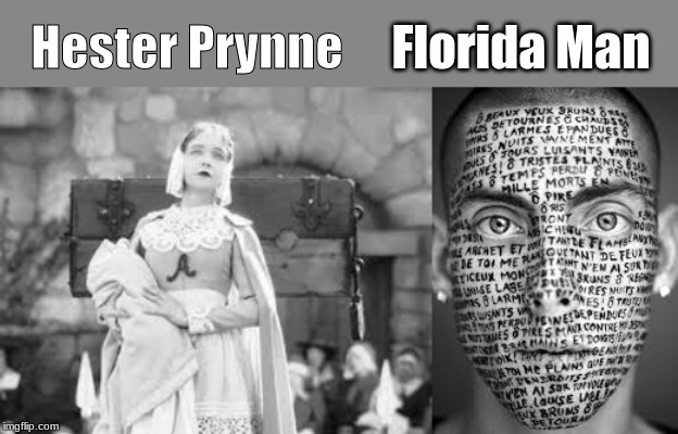 Florida Man; Hester Prynne | image tagged in literature,memes | made w/ Imgflip meme maker