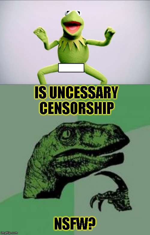 Mods? | IS UNCESSARY CENSORSHIP; NSFW? | image tagged in time raptor,hell if i know | made w/ Imgflip meme maker