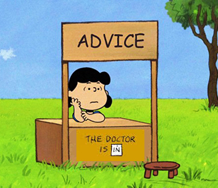 Lucy's Advice Booth Blank Meme Template