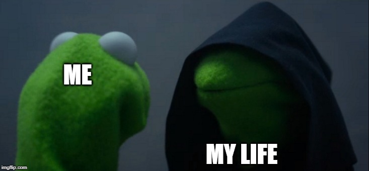 THIS IS NOT hapenis | ME; MY LIFE | image tagged in memes,evil kermit | made w/ Imgflip meme maker