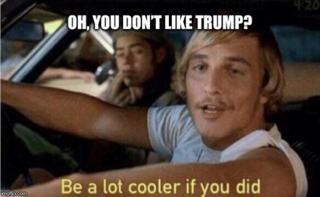 Don’t like Trump. | image tagged in donald trump,trump,funny memes,cool,cooler | made w/ Imgflip meme maker